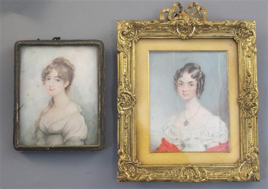 19th century English School Portrait miniatures largest 3.5 x 2.75in.